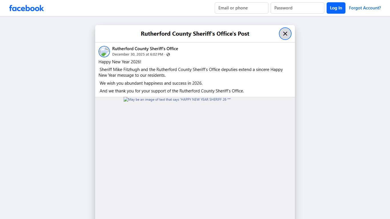 Happy New Year 2026!... - Rutherford County Sheriff's Office Facebook